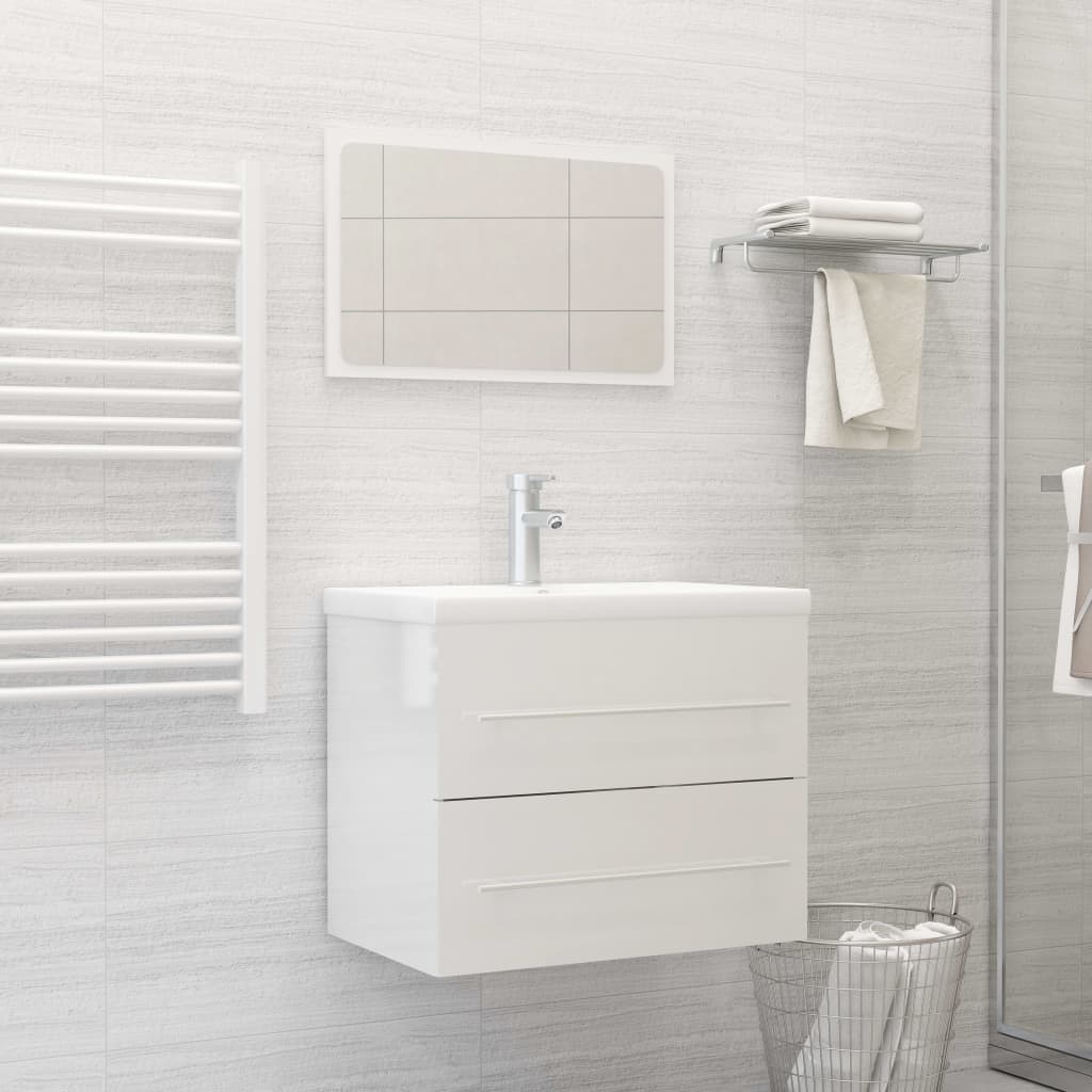 2-piece bathroom furniture set high-gloss white wood material