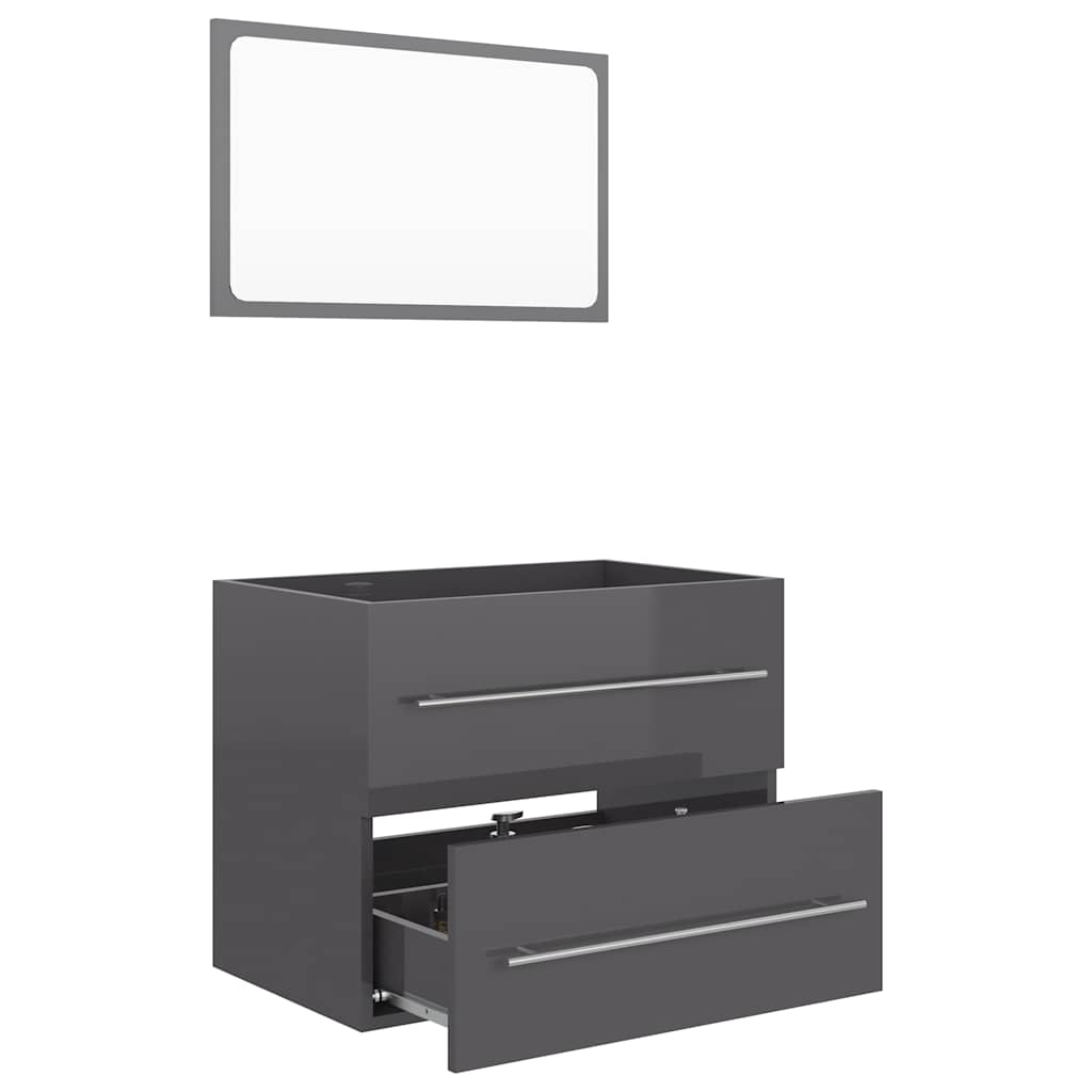 2-piece bathroom furniture set high-gloss gray wood material