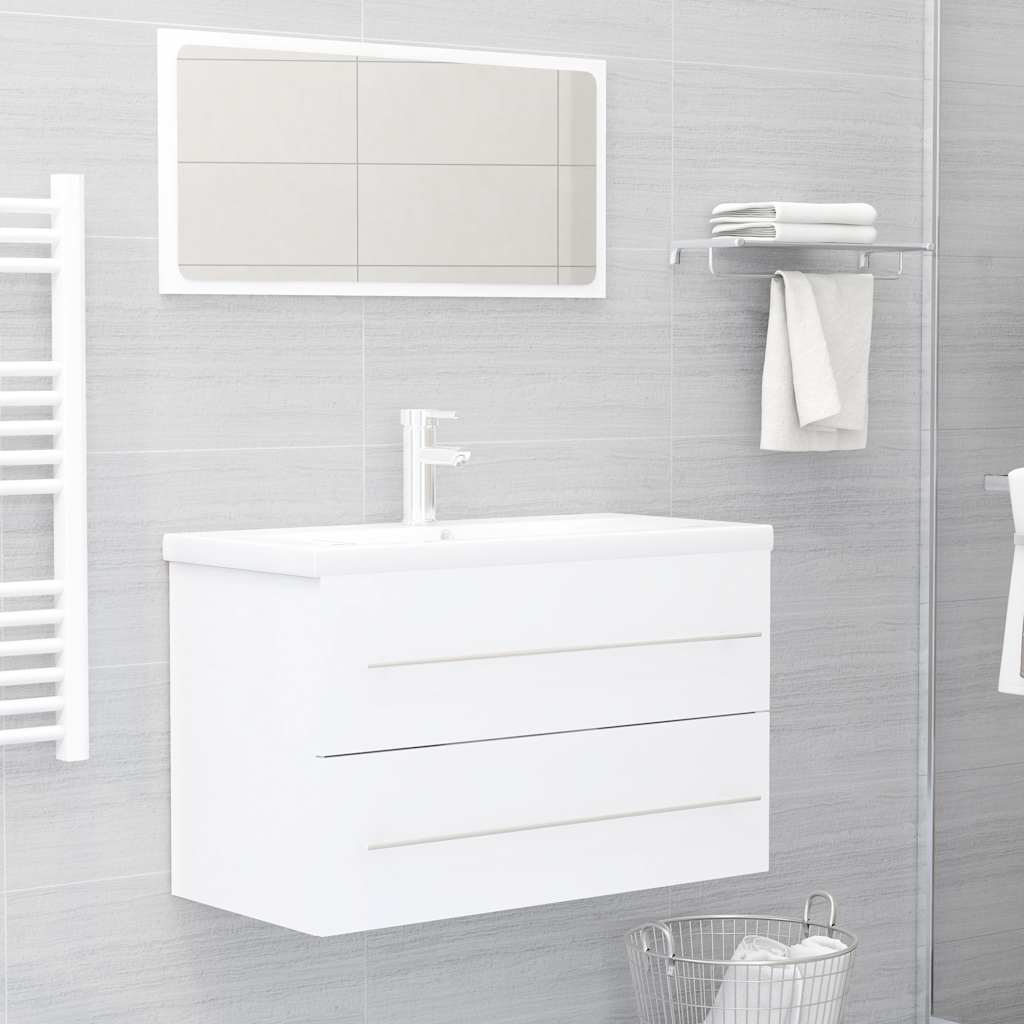 2-piece bathroom furniture set white wood material