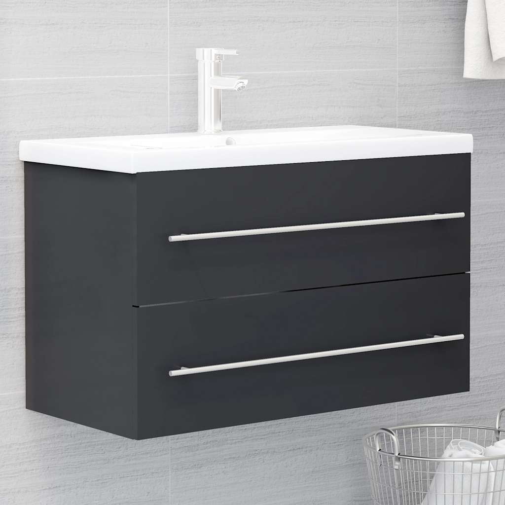 2-piece bathroom furniture set gray wood material