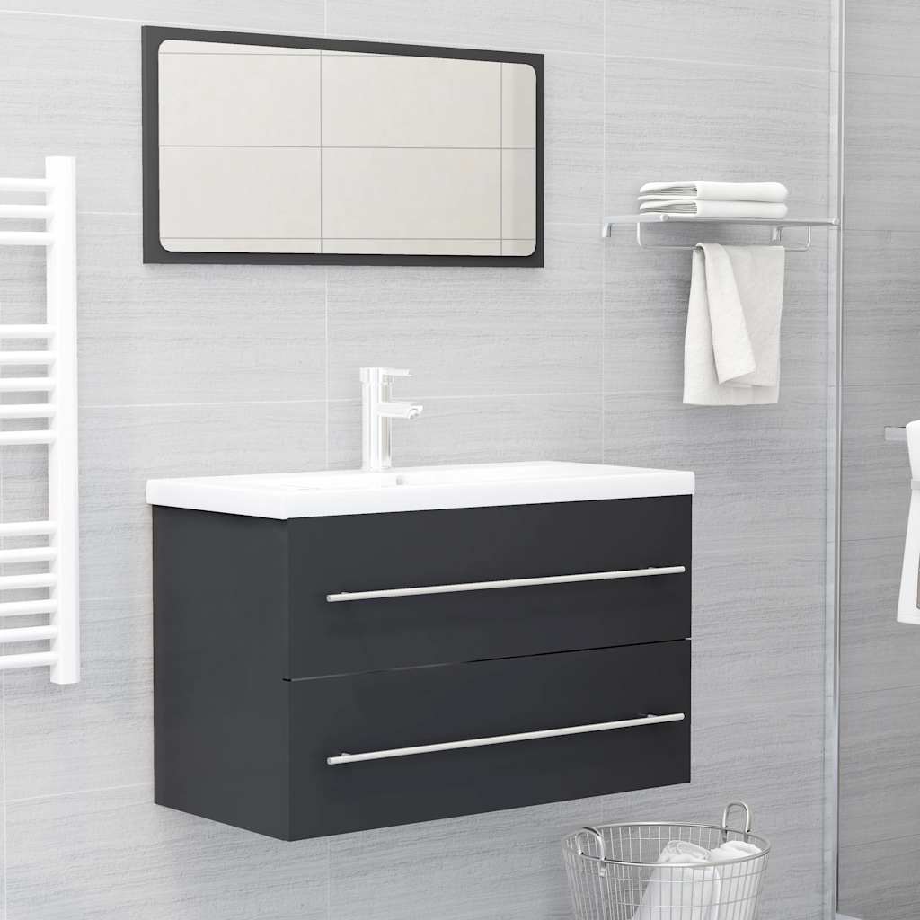 2-piece bathroom furniture set gray wood material