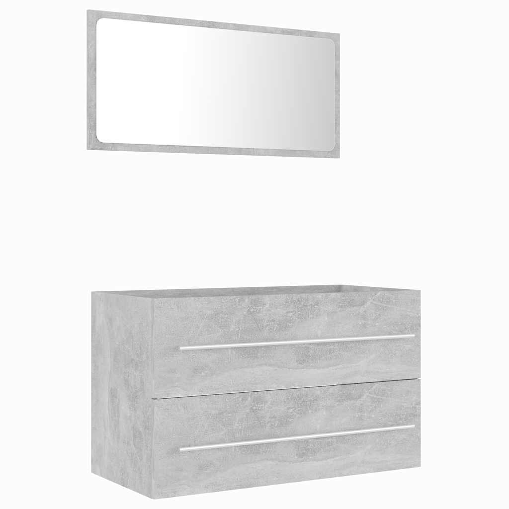 2-piece bathroom furniture set concrete gray wood material