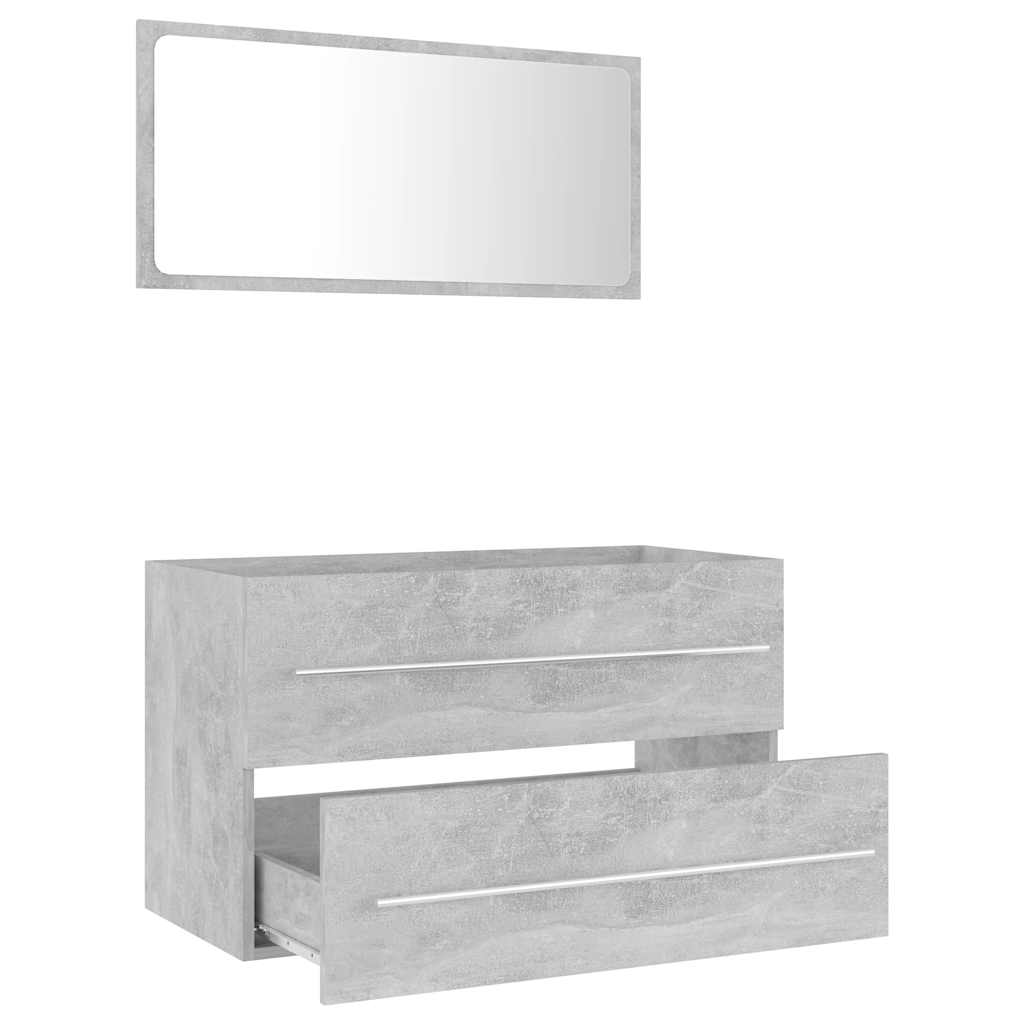 2-piece bathroom furniture set concrete gray wood material