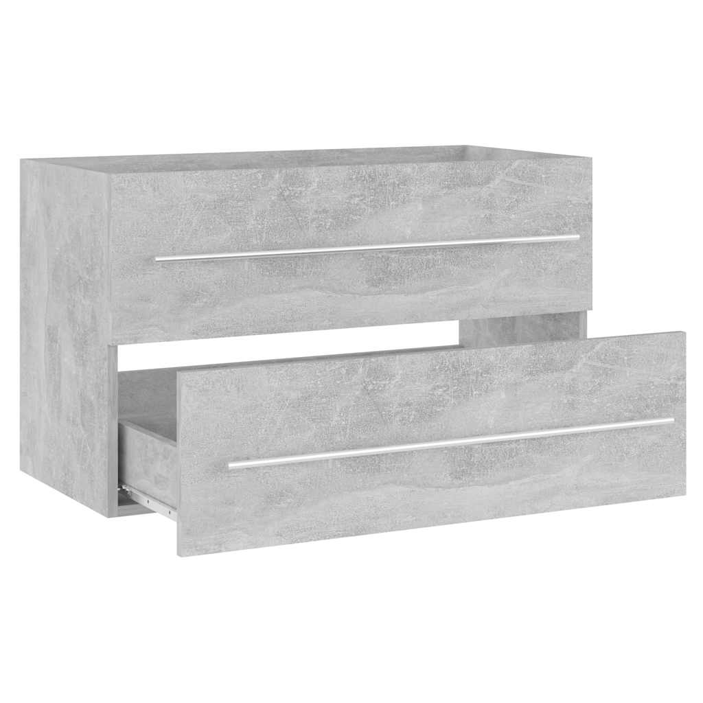 2-piece bathroom furniture set concrete gray wood material