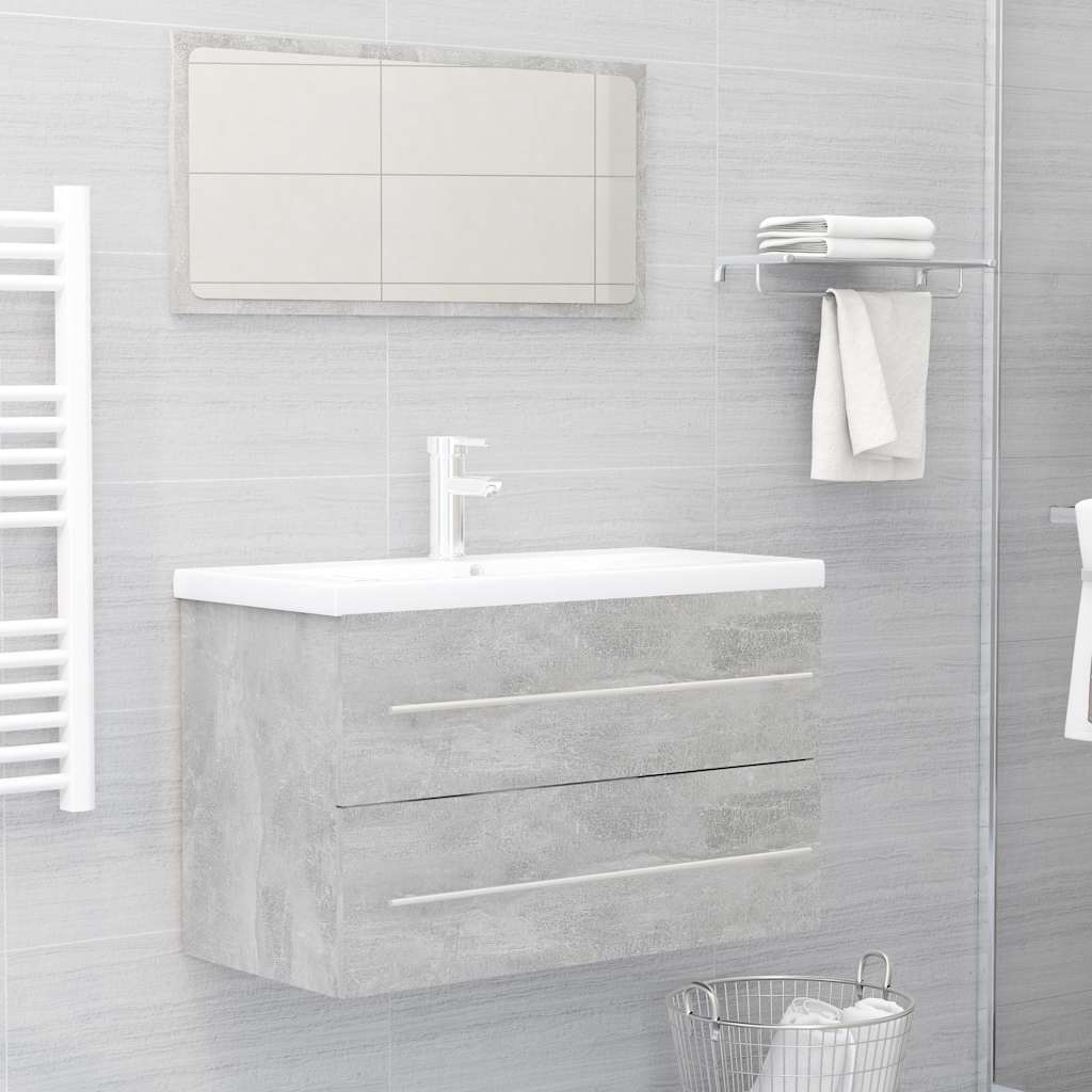 2-piece bathroom furniture set concrete gray wood material