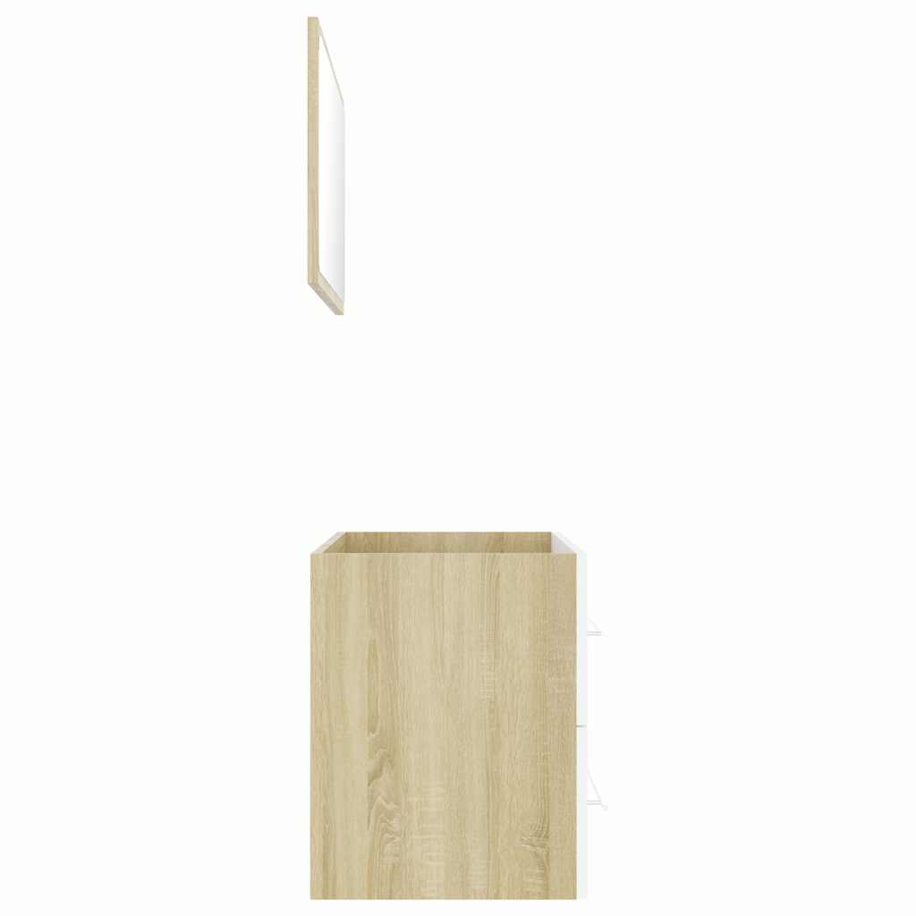 2-piece bathroom furniture set white and Sonoma oak wood material