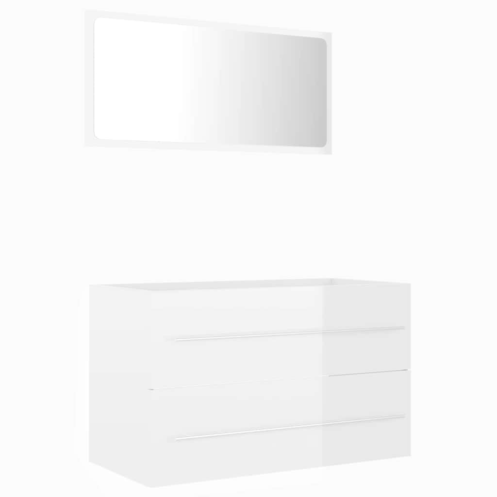 2-piece bathroom furniture set high-gloss white wood material