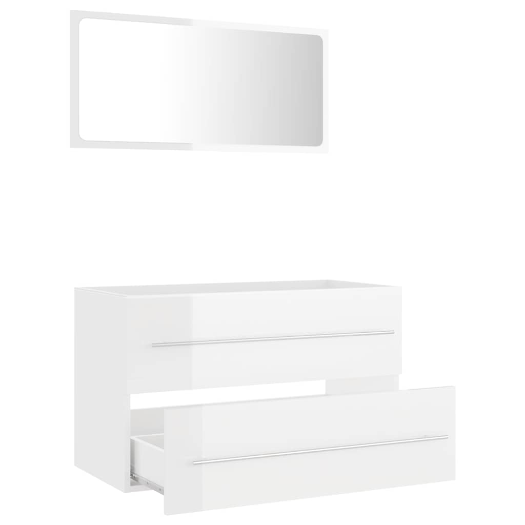 2-piece bathroom furniture set high-gloss white wood material