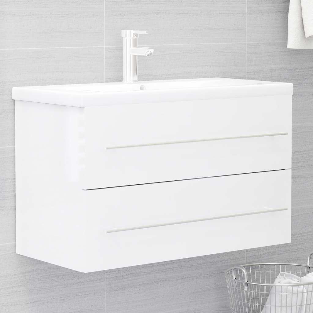 2-piece bathroom furniture set high-gloss white wood material