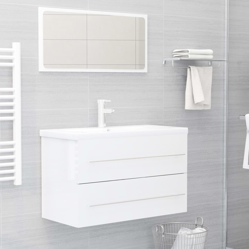 2-piece bathroom furniture set high-gloss white wood material