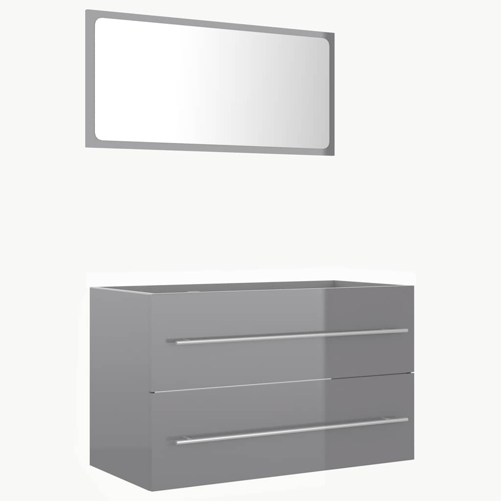 2-piece bathroom furniture set high-gloss gray wood material