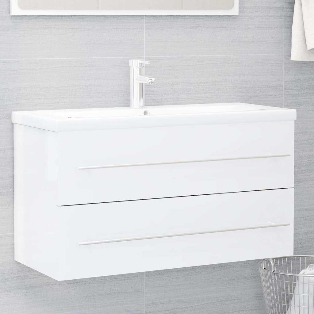 2-piece bathroom furniture set white wood material