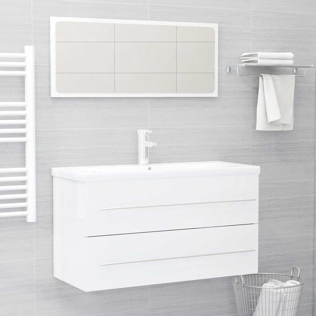 2-piece bathroom furniture set white wood material