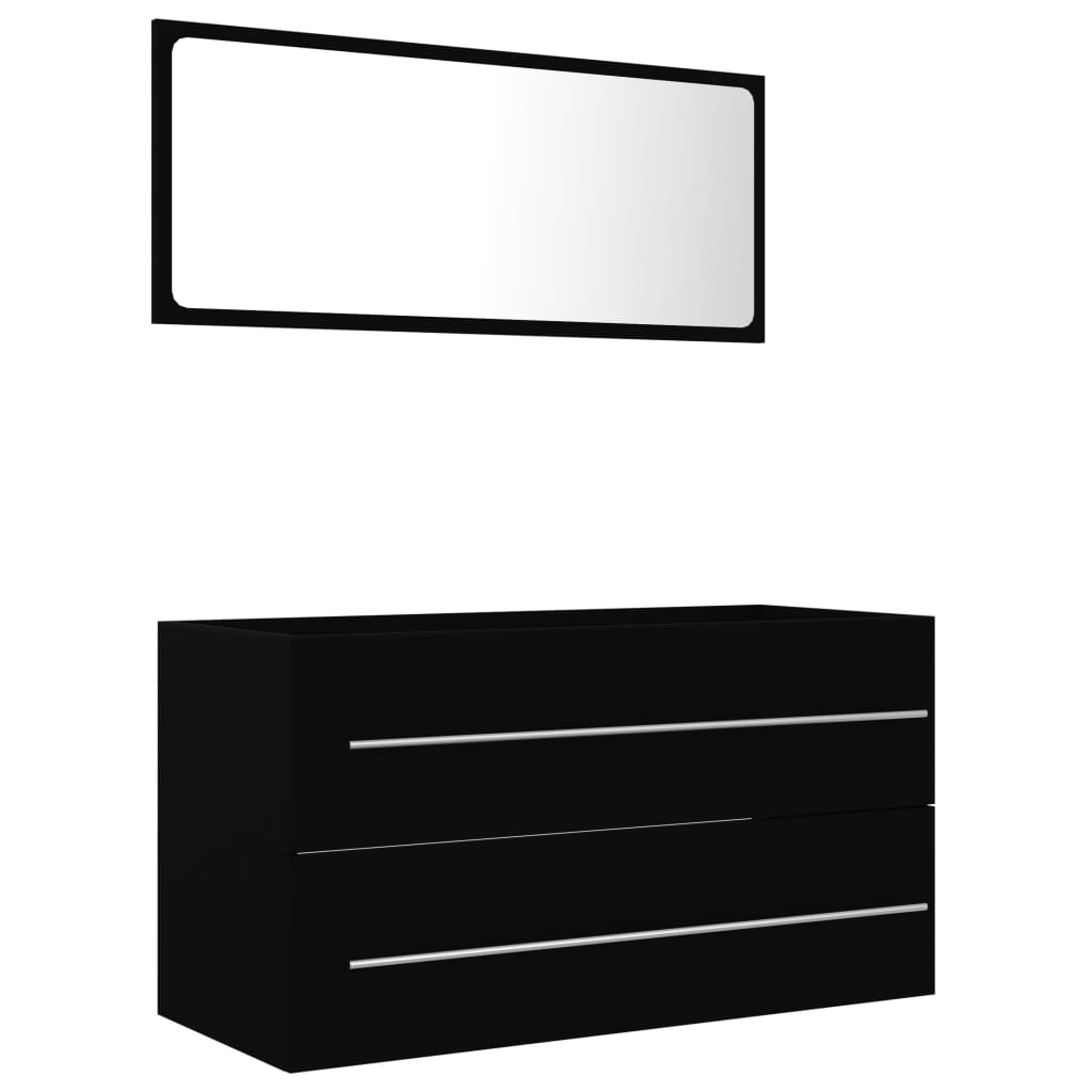 2-piece bathroom furniture set black wood material