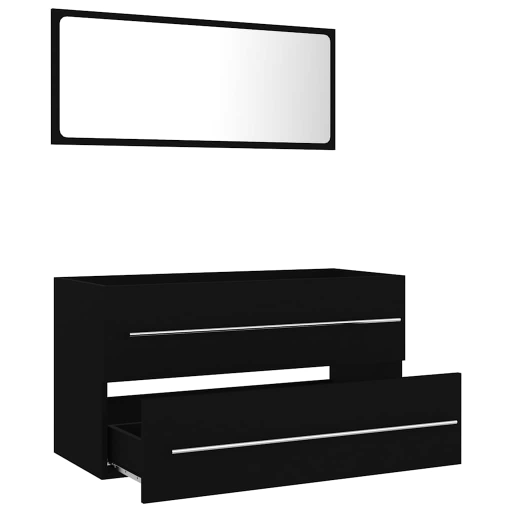 2-piece bathroom furniture set black wood material