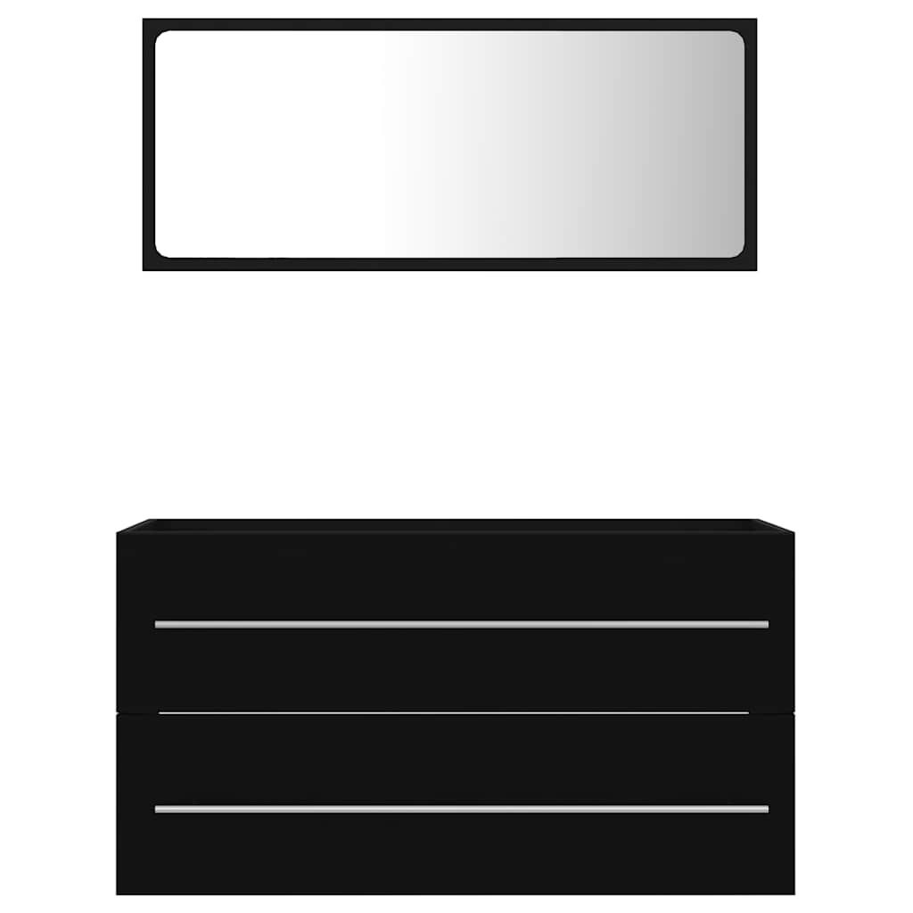 2-tlg. Badmöbel-Set Schwarz Holzwerkstoff