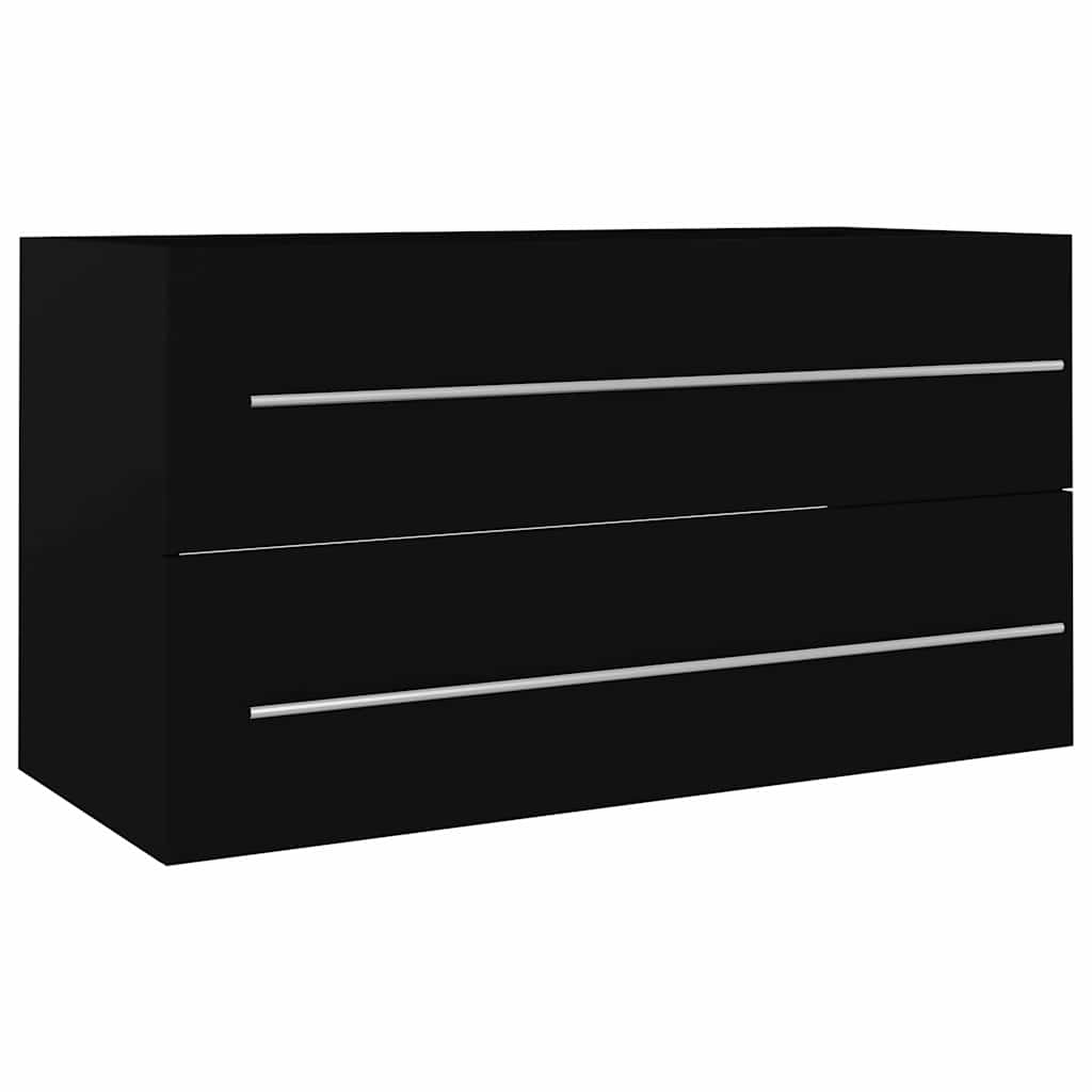 2-piece bathroom furniture set black wood material