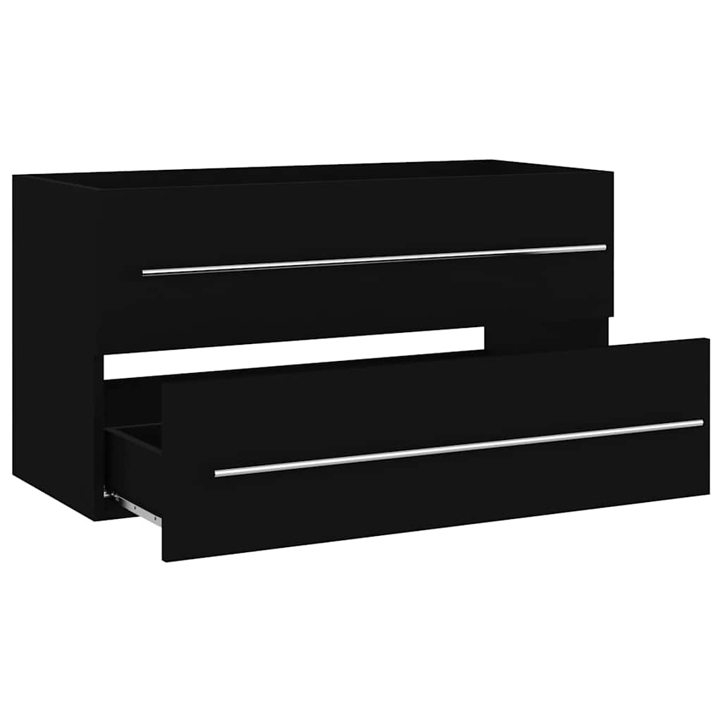 2-piece bathroom furniture set black wood material