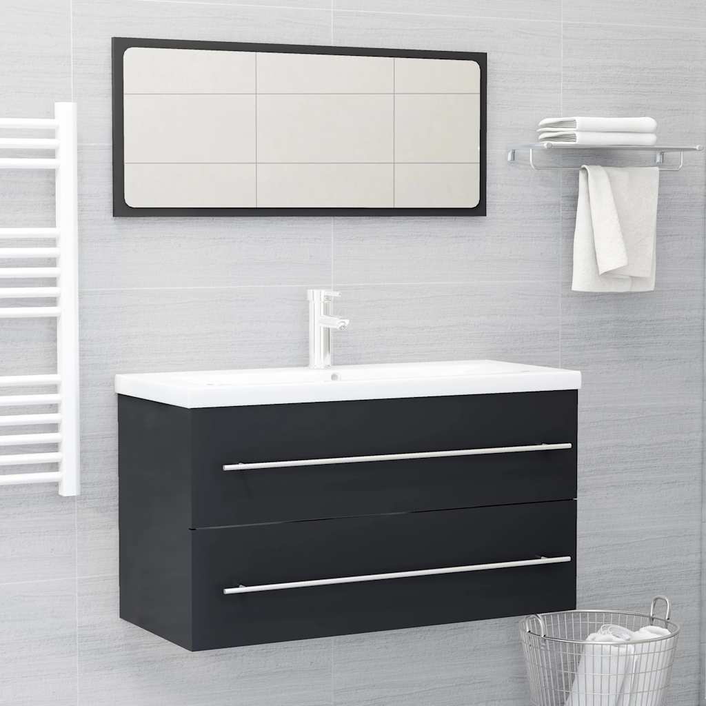 2-piece bathroom furniture set gray wood material