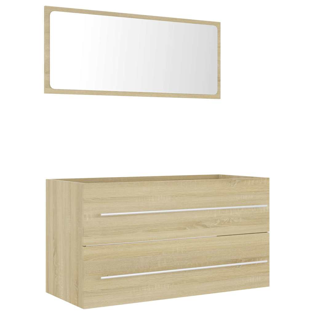 2-piece bathroom furniture set Sonoma oak wood material