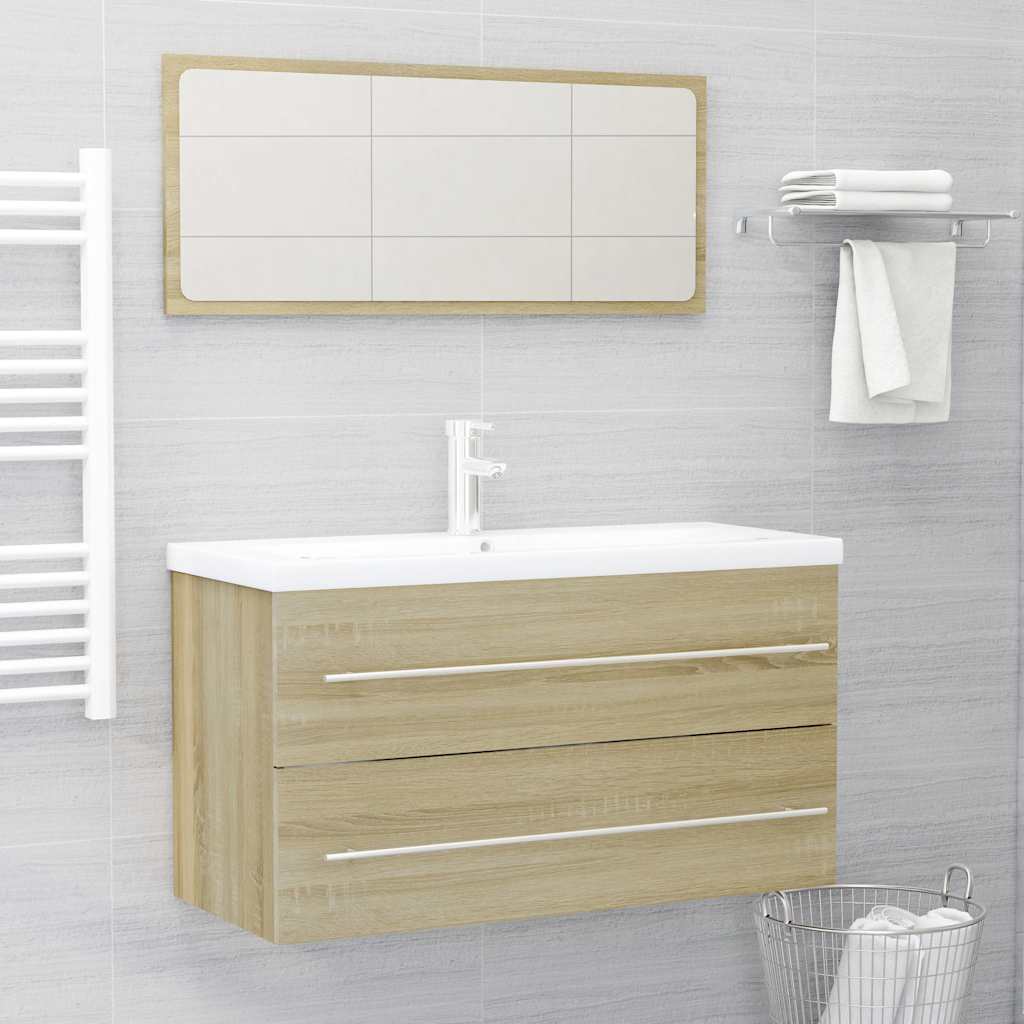 2-piece bathroom furniture set Sonoma oak wood material