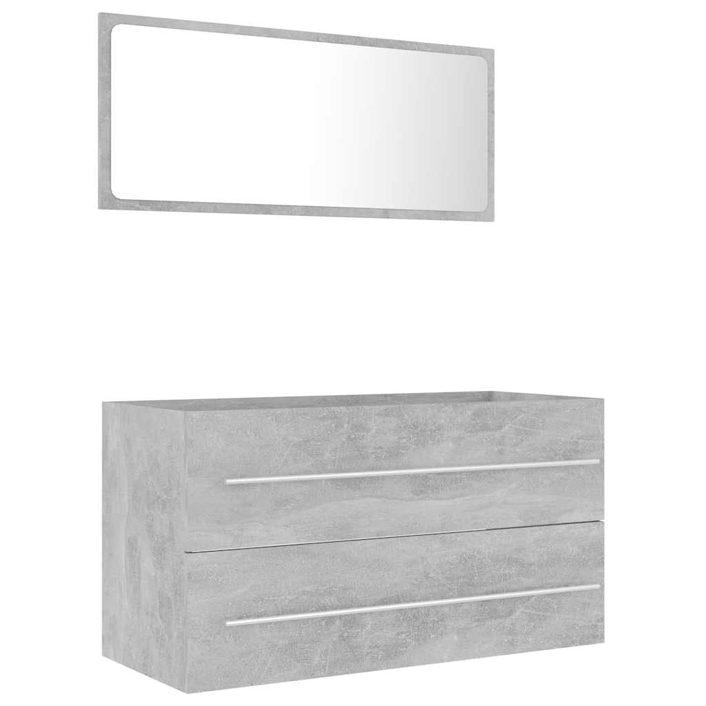 2-piece bathroom furniture set concrete gray wood material