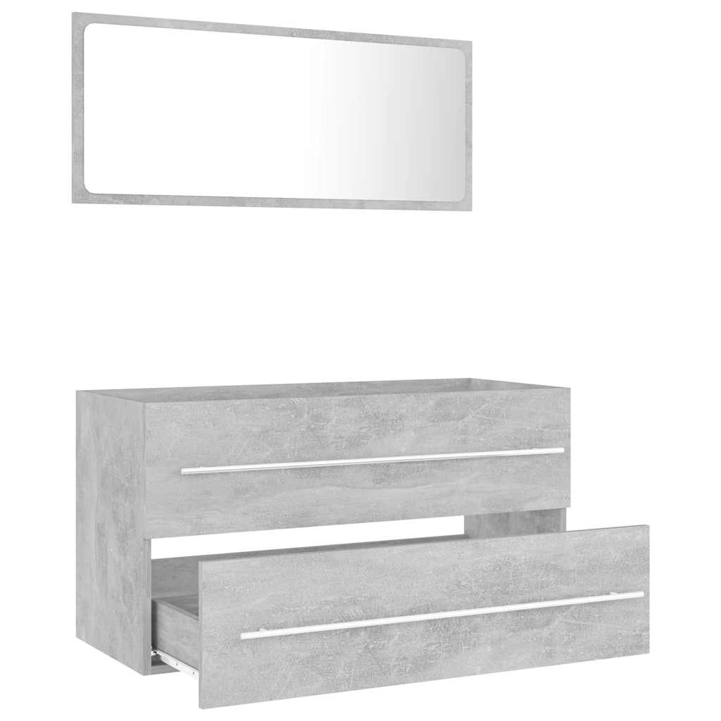 2-piece bathroom furniture set concrete gray wood material