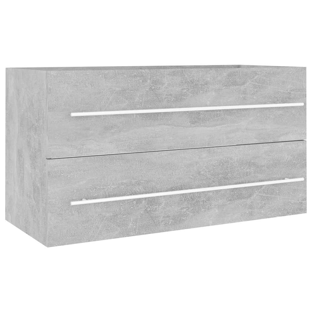 2-piece bathroom furniture set concrete gray wood material