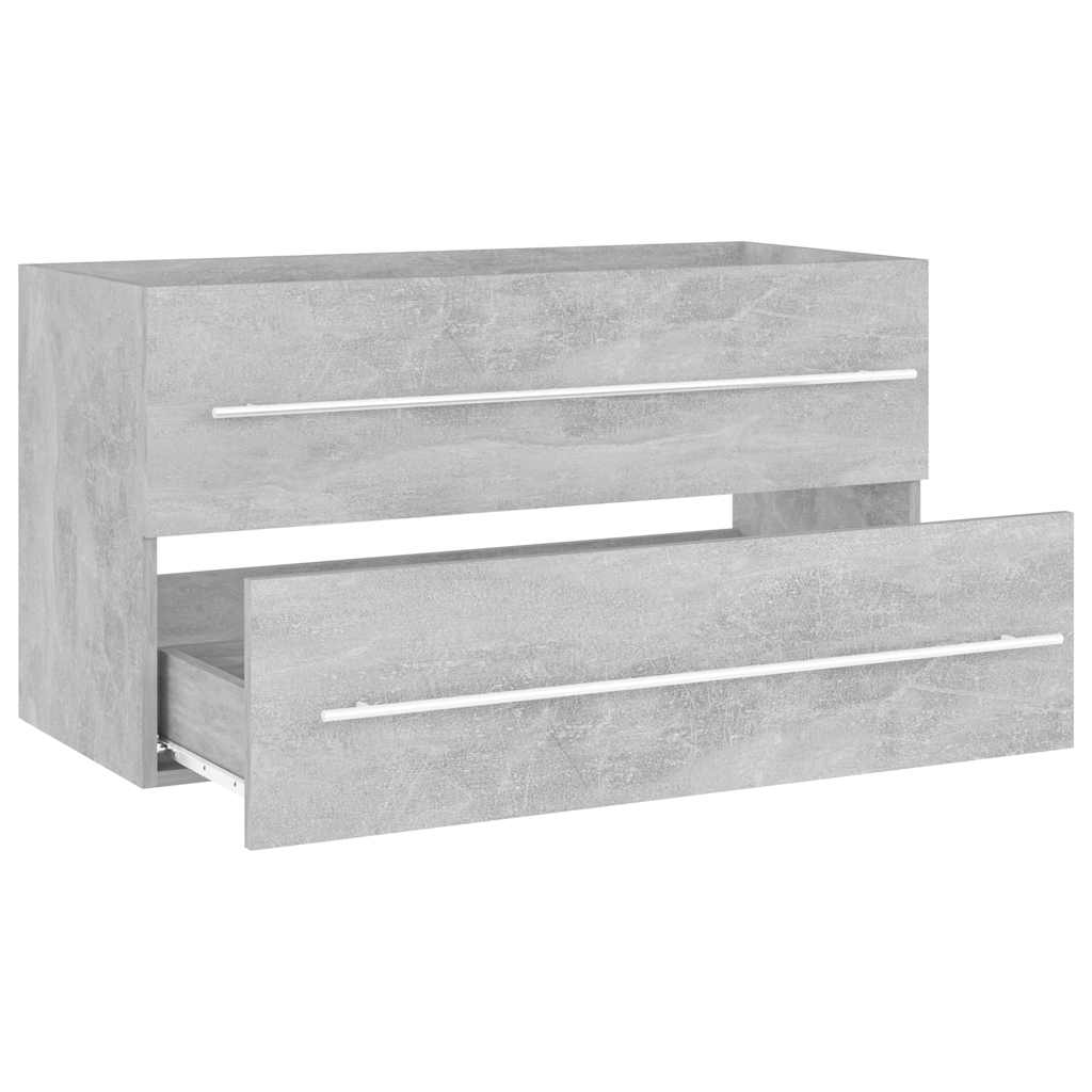 2-piece bathroom furniture set concrete gray wood material