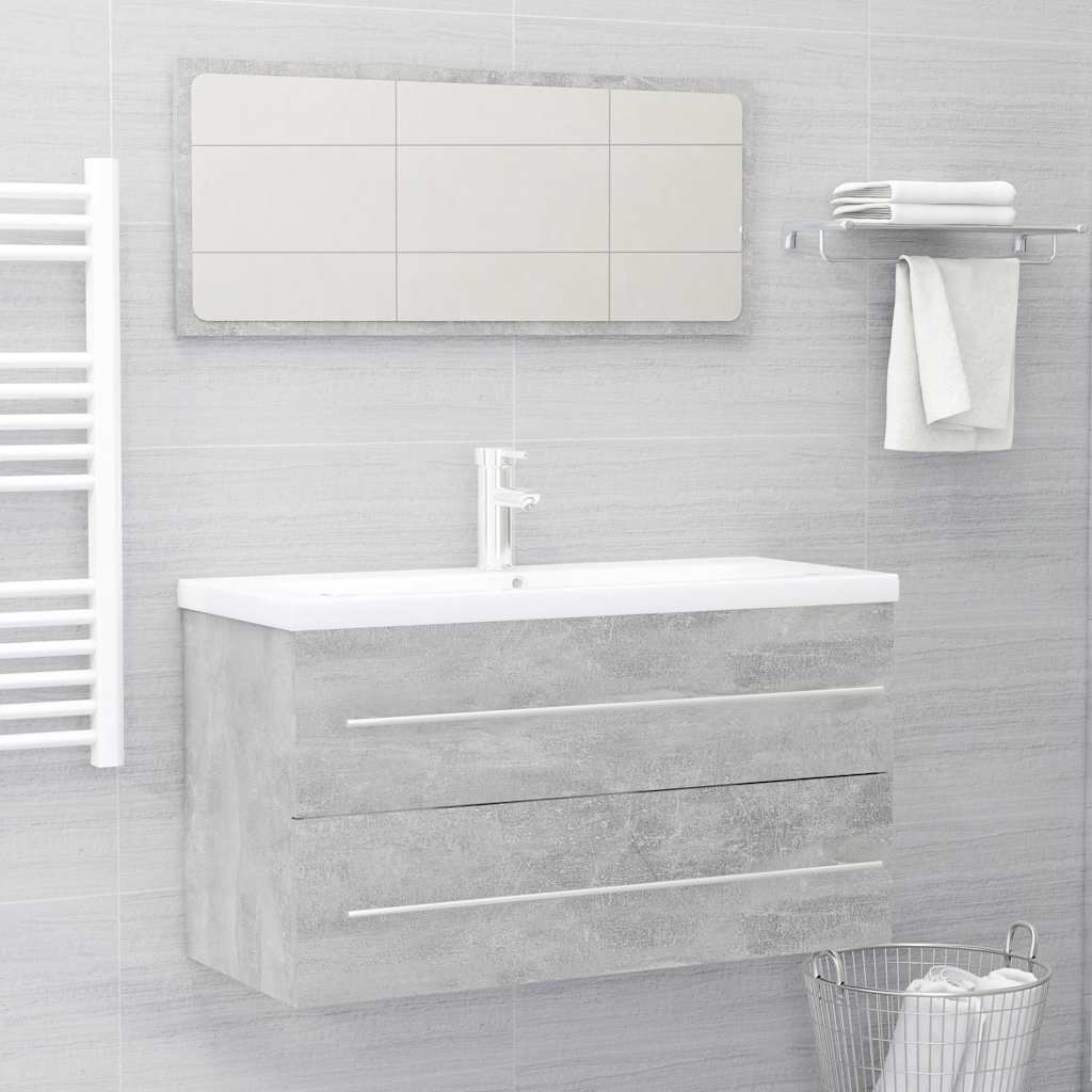 2-piece bathroom furniture set concrete gray wood material