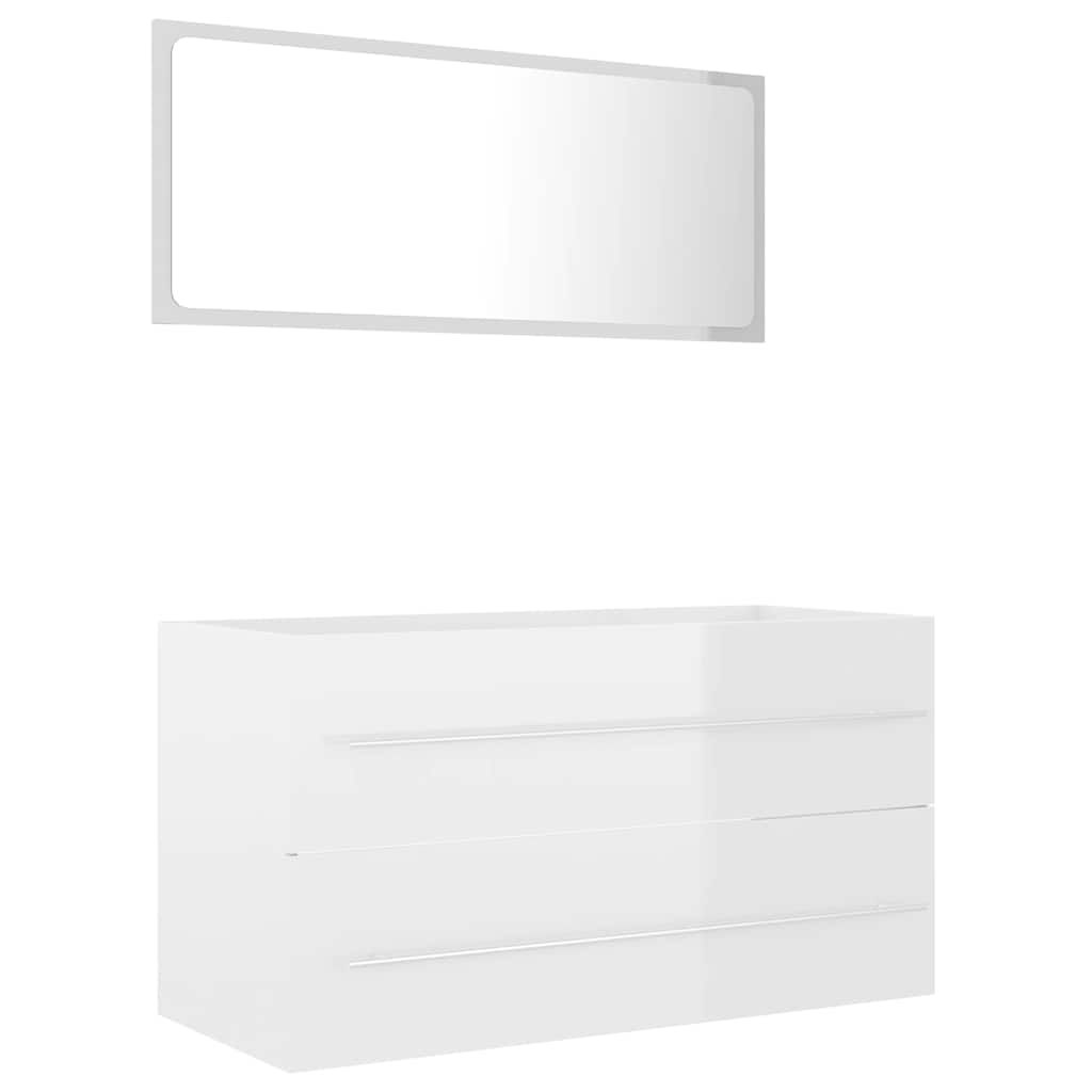 2-piece bathroom furniture set high-gloss white wood material