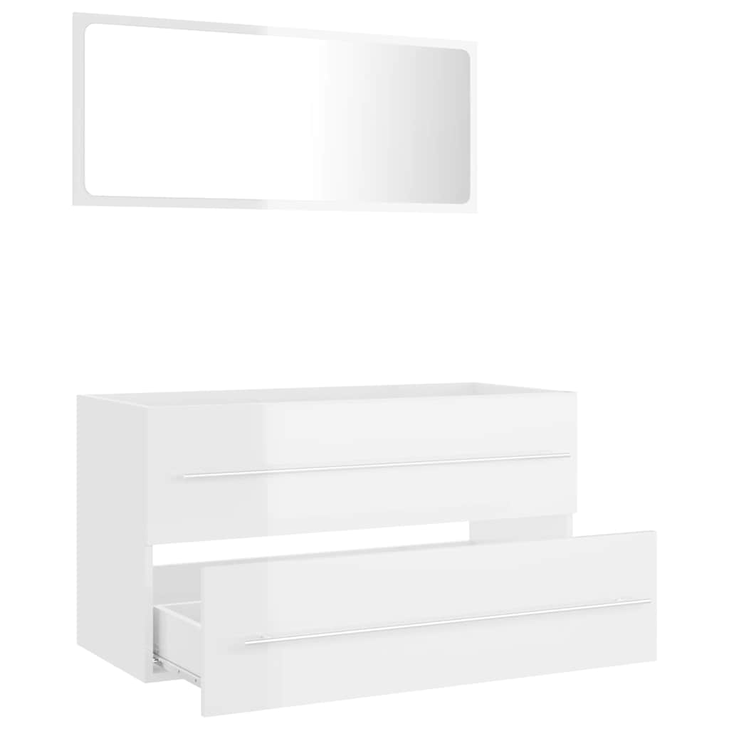 2-piece bathroom furniture set high-gloss white wood material