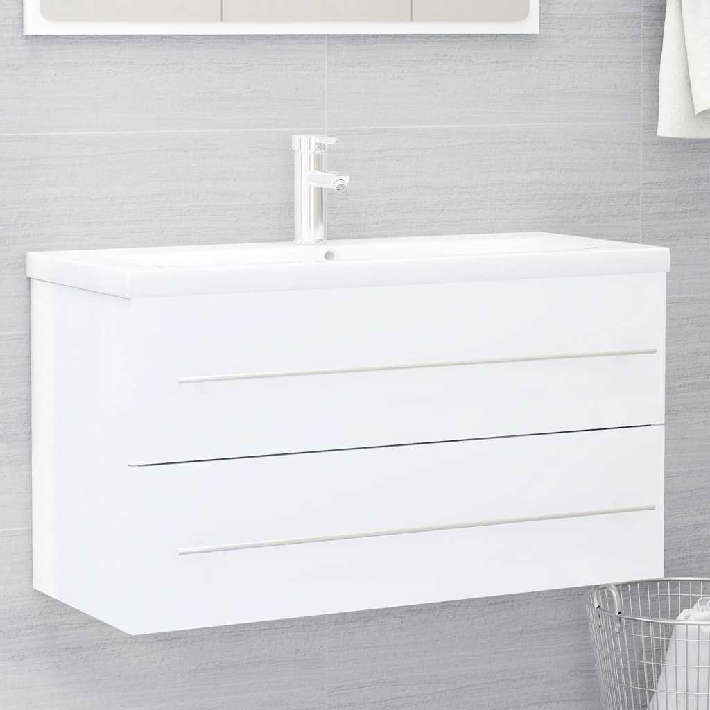 2-piece bathroom furniture set high-gloss white wood material