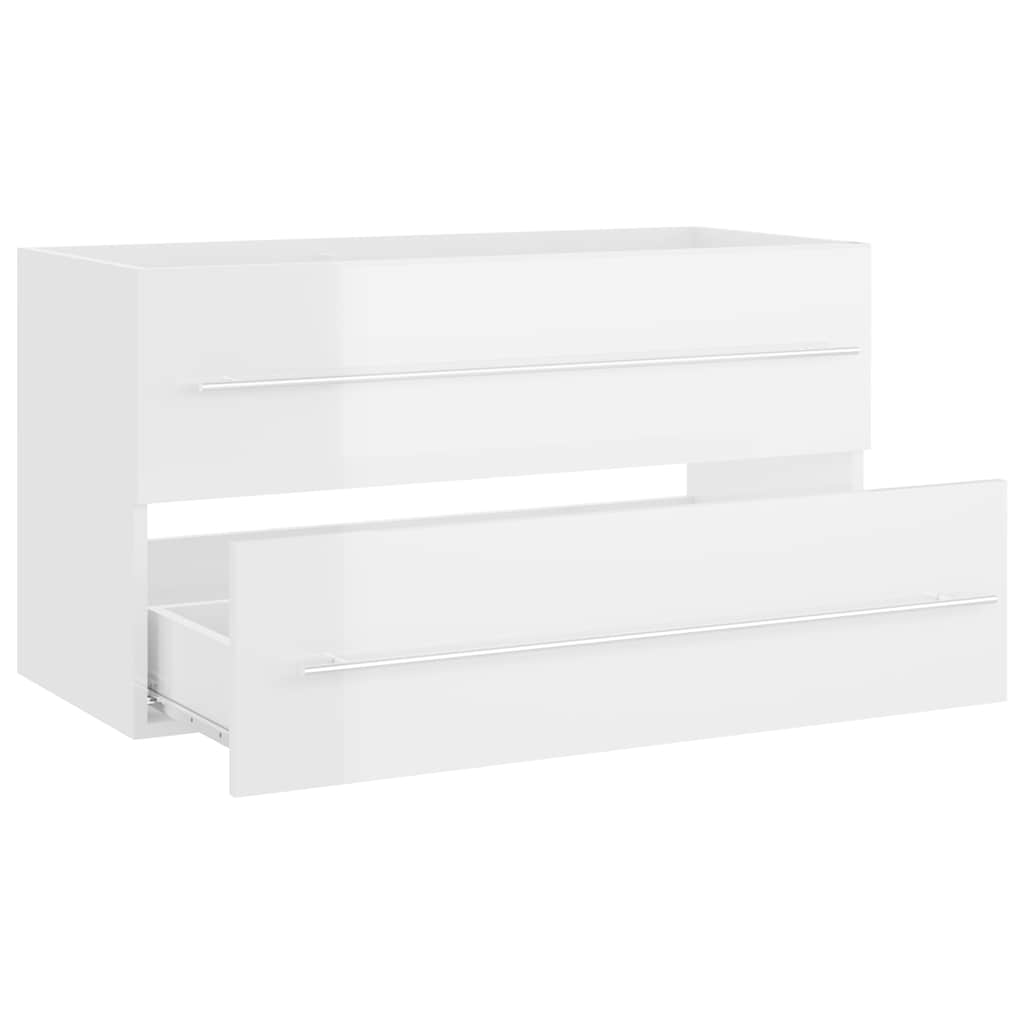 2-piece bathroom furniture set high-gloss white wood material