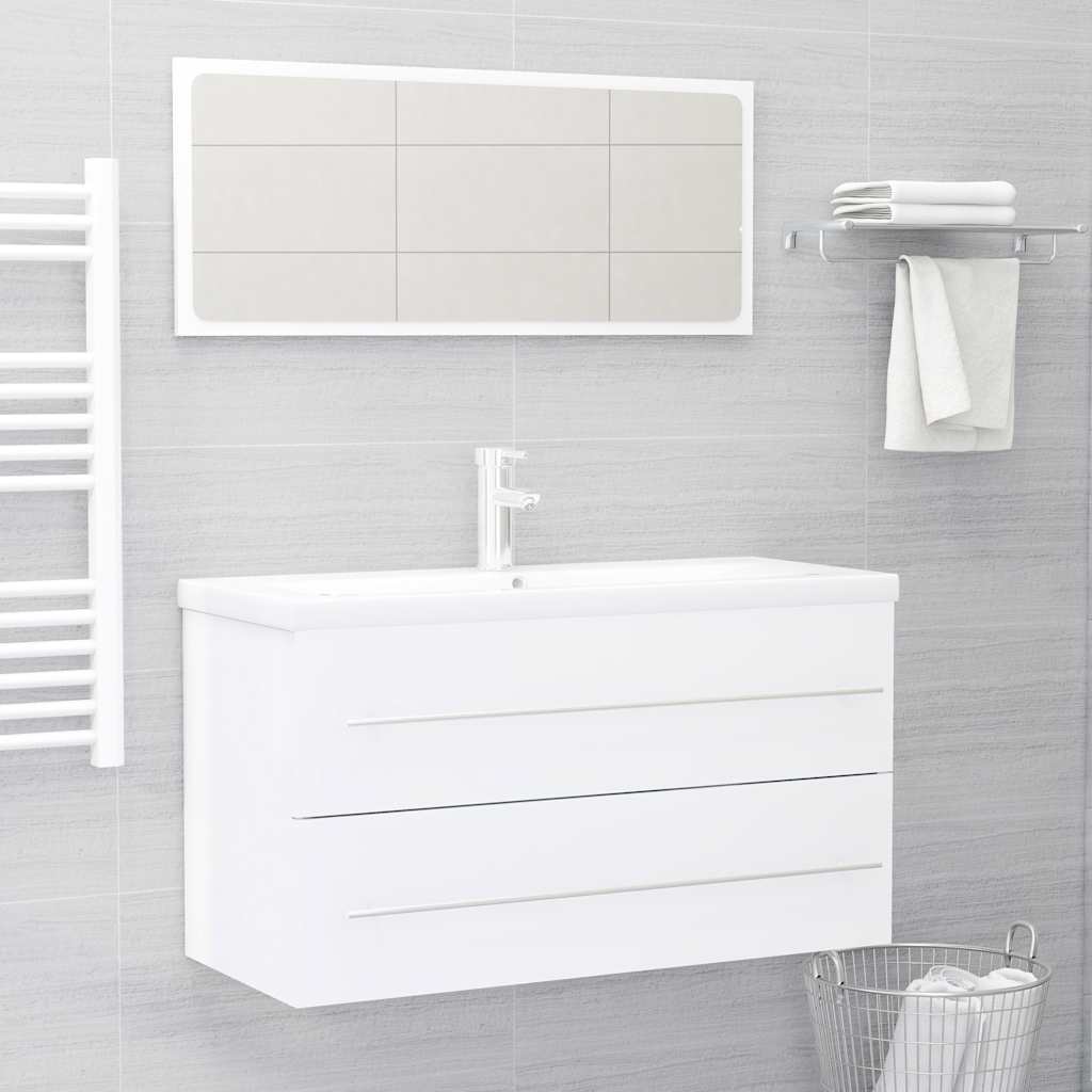 2-piece bathroom furniture set high-gloss white wood material