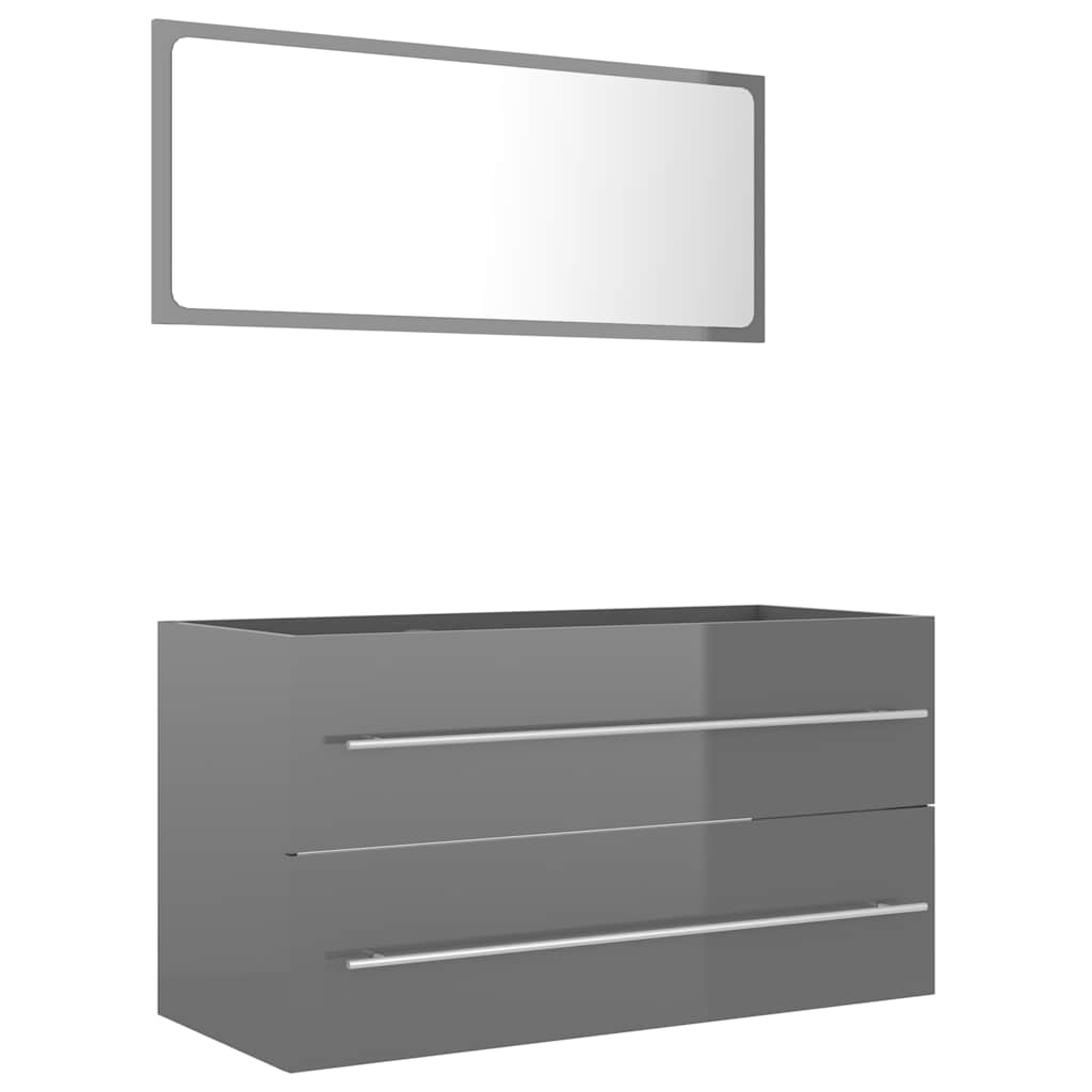 2-piece bathroom furniture set high-gloss gray wood material