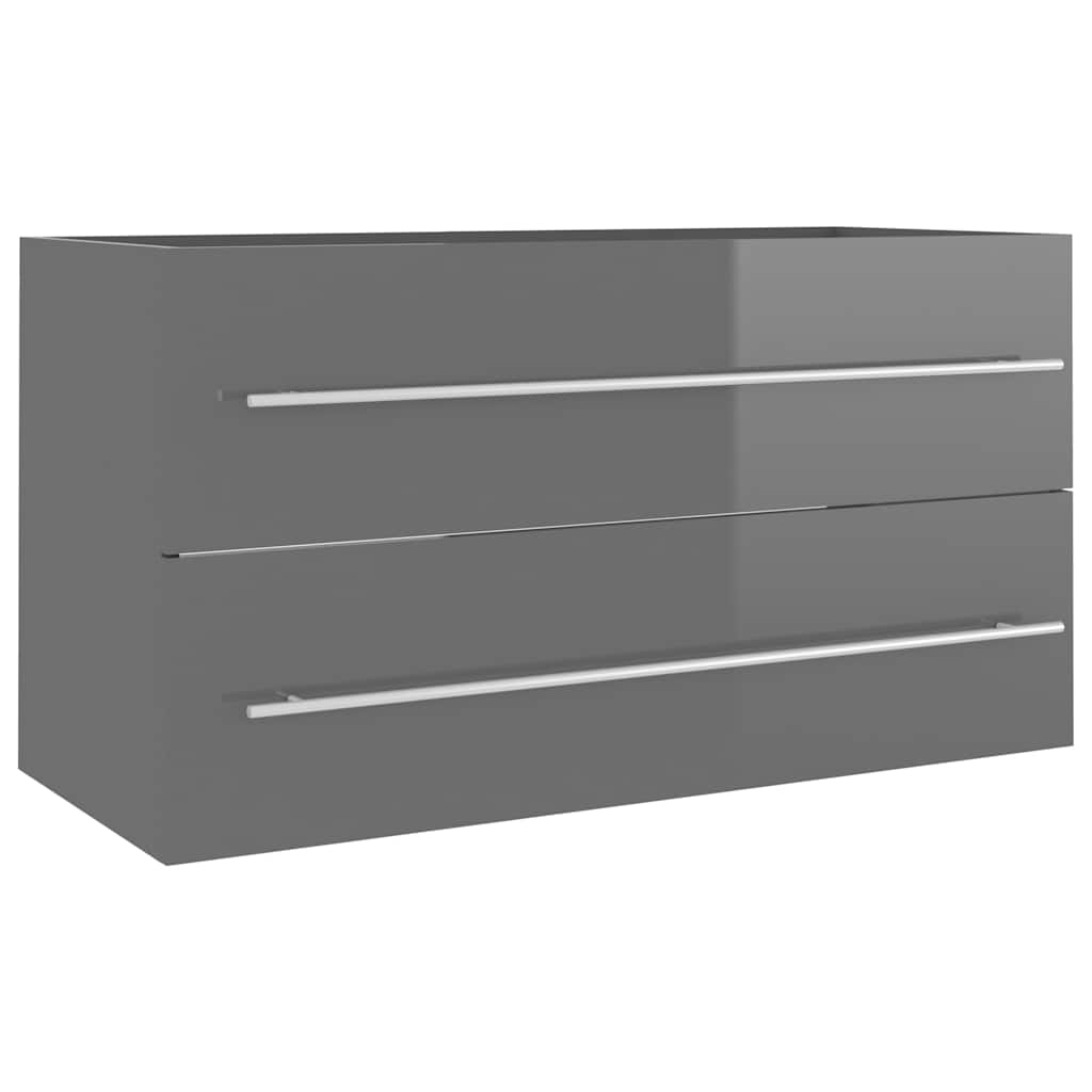 2-piece bathroom furniture set high-gloss gray wood material