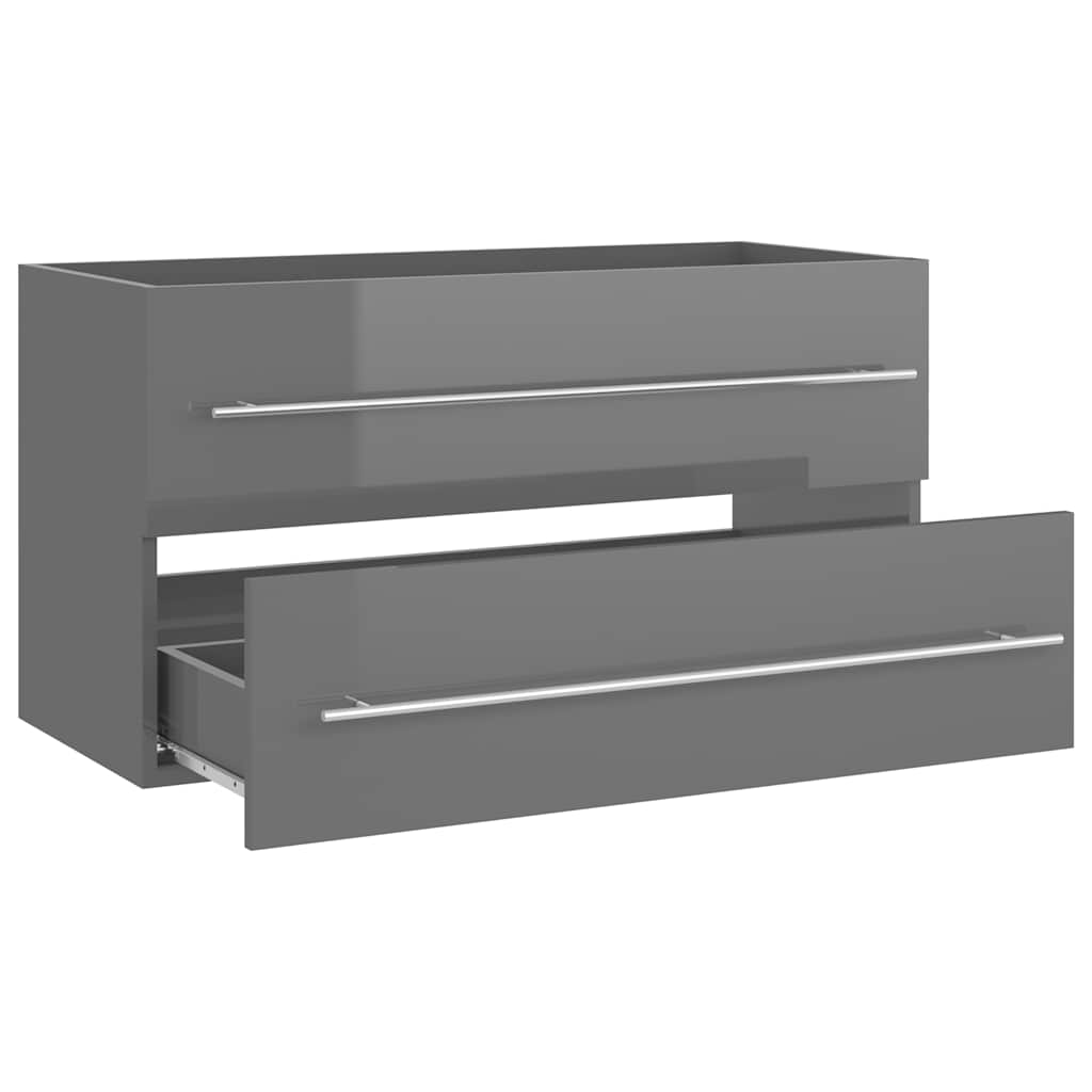 2-piece bathroom furniture set high-gloss gray wood material