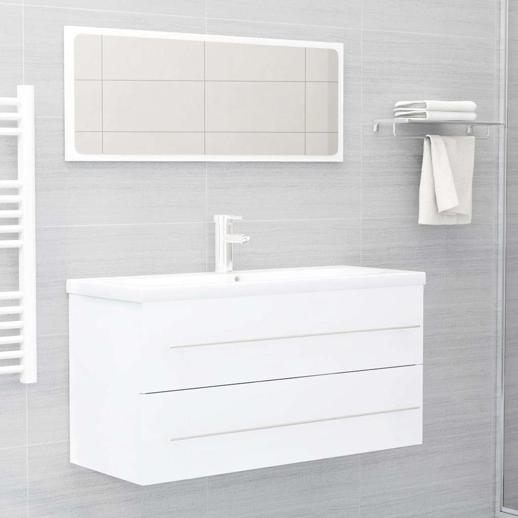 2-piece bathroom furniture set white wood material