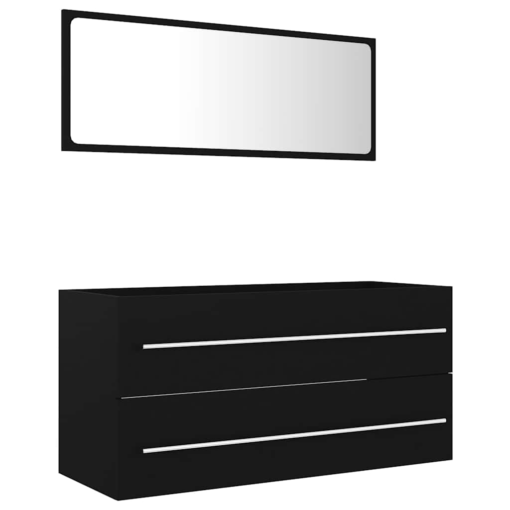 2-piece bathroom furniture set black wood material