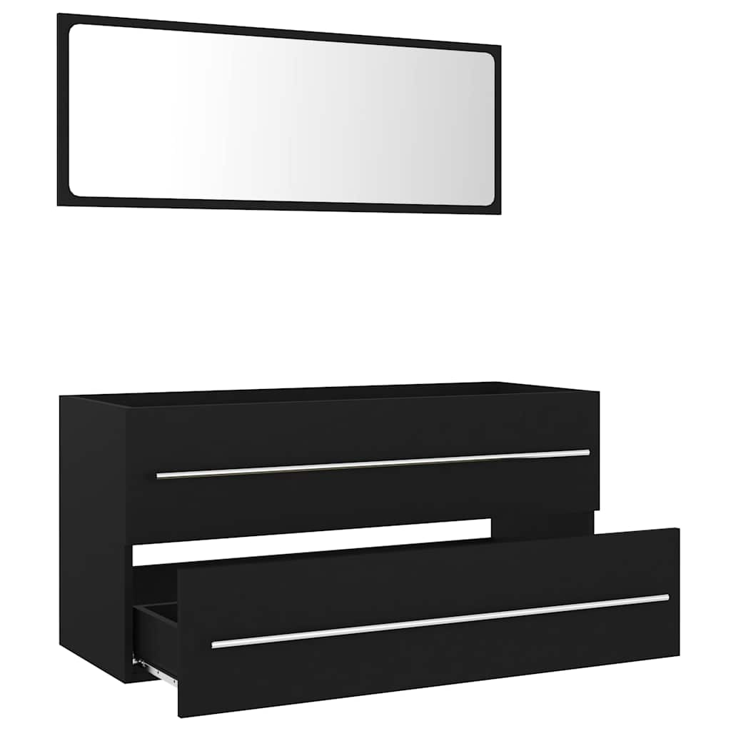 2-piece bathroom furniture set black wood material