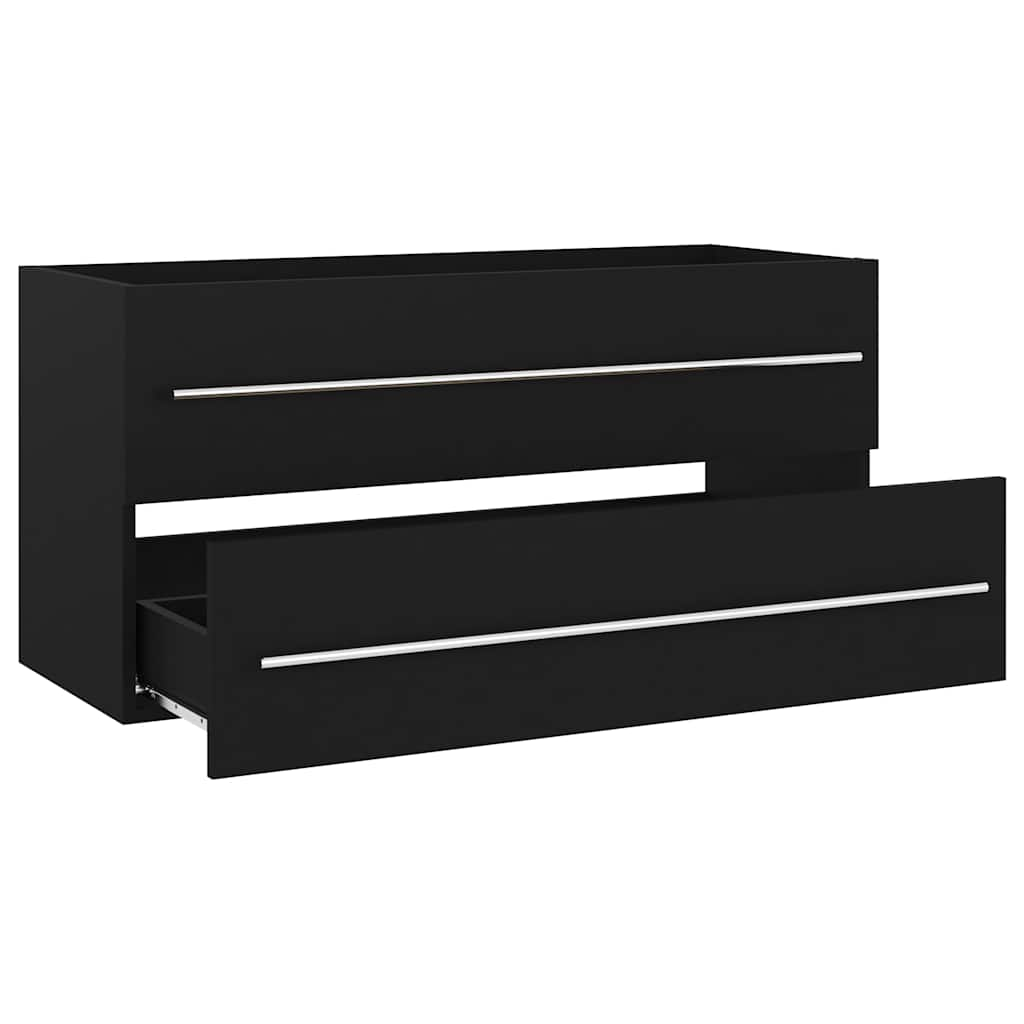 2-piece bathroom furniture set black wood material