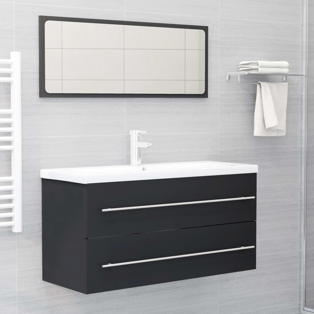 2-piece bathroom furniture set gray wood material