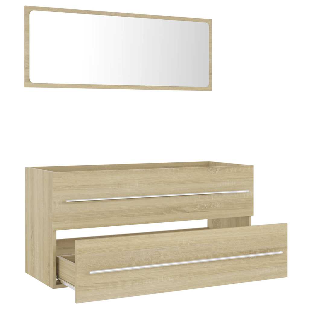 2-piece bathroom furniture set Sonoma oak wood material