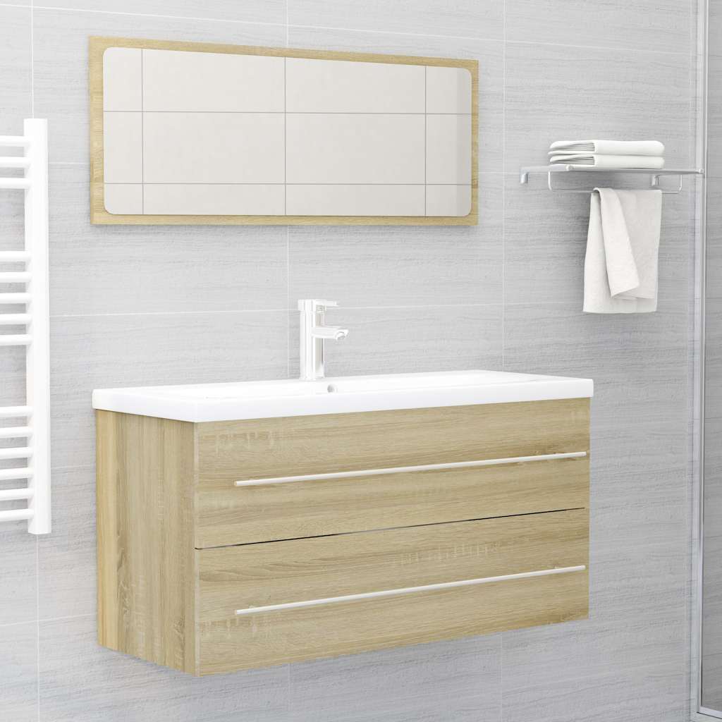 2-piece bathroom furniture set Sonoma oak wood material