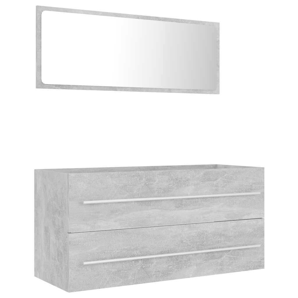 2-piece bathroom furniture set concrete gray wood material