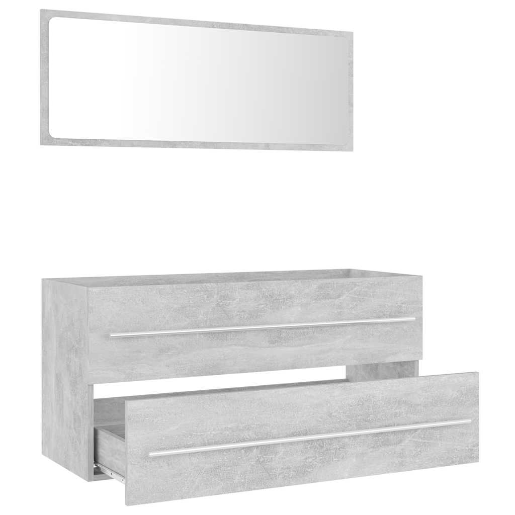 2-piece bathroom furniture set concrete gray wood material