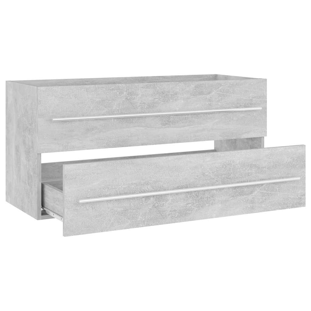 2-piece bathroom furniture set concrete gray wood material