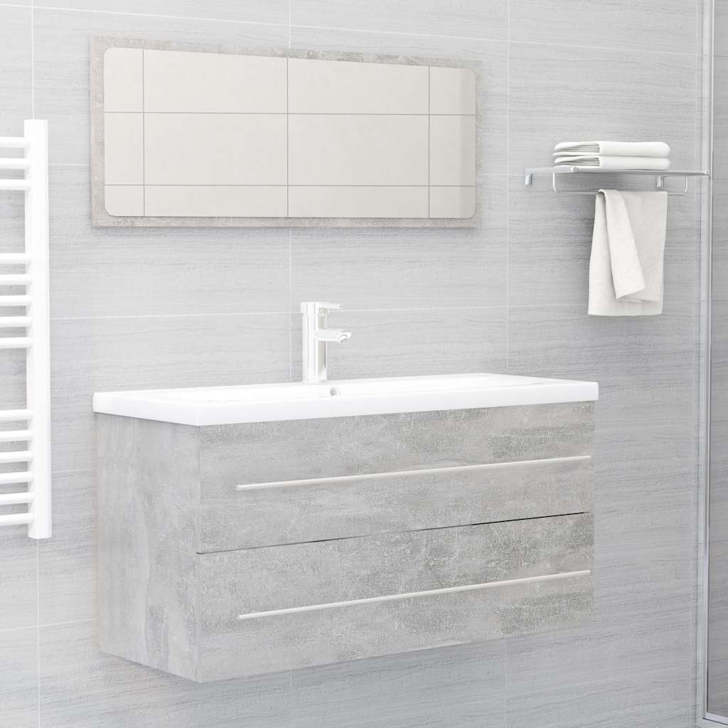 2-piece bathroom furniture set concrete gray wood material