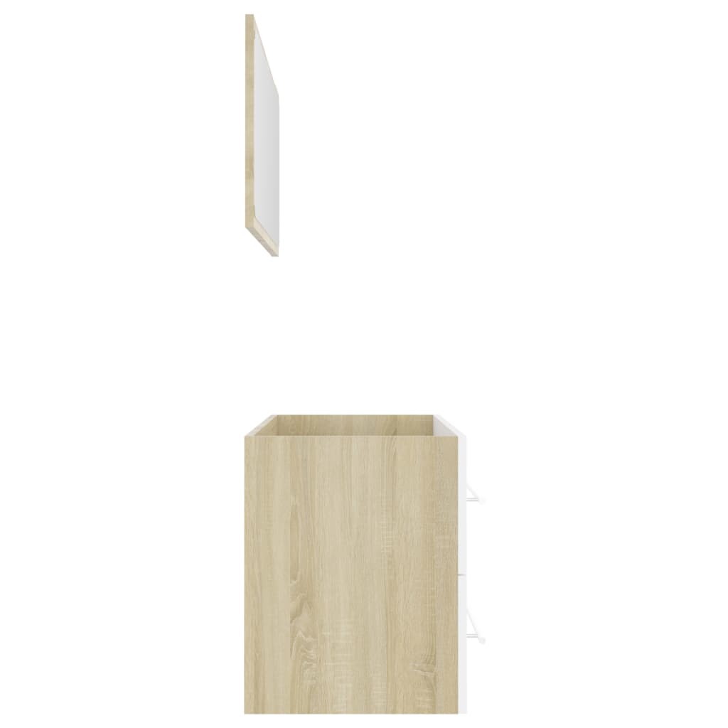 2-piece bathroom furniture set white and Sonoma oak wood material